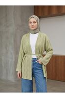 HIR02453-69 Ağaç Kabuğu Hırka-YAĞ YEŞİLİ