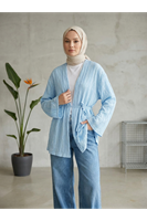 HIR02453-MAV Ağaç Kabuğu Hırka-Mavi