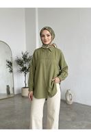 TUN05897-HKİ Ön Roba Detaylı Tunik-Haki