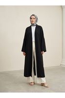 HIR02457-SYH Kimono Uzun Dubai Hırka-Siyah