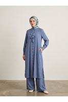 PİT00522-İND Biritli Pantolonlu Takım-İndigo