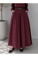 MOE03065-BRD Astarlı Vual Etek-Bordo