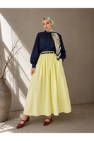 MOE03065-SRI Astarlı Vual Etek-Sarı