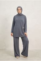 PİT00532-ANT Broş Detay Pantolonlu Takım-Antrasit