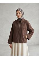 CKT01793-KHV Fermuarlı Cepli Panço-Kahve
