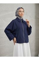 CKT01793-LCV Fermuarlı Cepli Panço-Lacivert