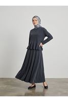 EİT00135-SYH Volanlı Etekli Takım-Siyah