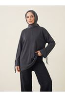 TUN05998-SYH Kol Biye Detay Pike Tunik-Siyah