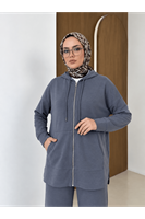 PİT00538-ANT Cep Detay Fermurlı Kapşonlu Takım-Antrasit