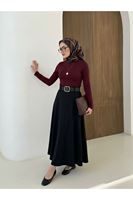 MOE03049-SYH Kelebek Detaylı Dabıl Etek-Siyah