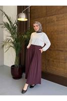 PNT01578-BRD Bel Lastik Pileli Pantolon-Bordo