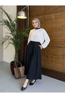 PNT01578-SYH Bel Lastik Pileli Pantolon-Siyah