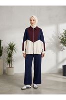 PİT00541-BRD Garni Detay Fermuarlı Pantolonlu Takım-Bordo