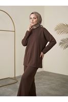 PİT00544-KHV Roba Detay Pantolonlu Takım-Kahve