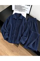 PİT00545-MAV Denim Modal Pantolonlu Takım-Mavi