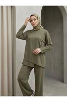 PİT00546-HKİ Ön Hareket Detay Pantolonlu Takım-Haki