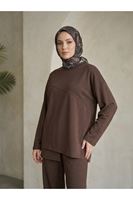 PİT00546-KHV Ön Hareket Detay Pantolonlu Takım-Kahve