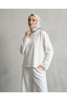 TUN06004-EKR Yırtmaçlı Oysho Tunik-Ekru