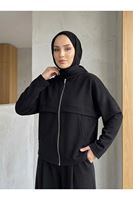 PİT00547-SYH Kanguru Cep Pileli Pantolonlu Takım-Siyah