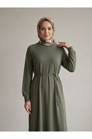 ELB04173-HKİ Reglan Kol Pike Elbise-Haki