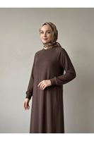 ELB04173-KHV Reglan Kol Pike Elbise-Kahve