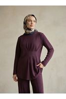 PİT00550-BRD Önü Üç Derin Pileli Takım-Bordo