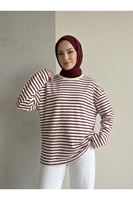 TUN06020-BRD Çizgili Oysh Tunik-Bordo