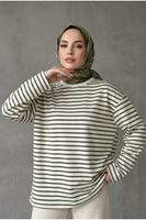 TUN06020-HKİ Çizgili Oysh Tunik-Haki
