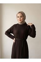 ELB04182-KHV Reglan Kol Triko Elbise-Kahve