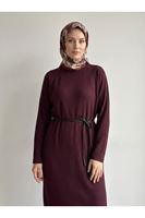 ELB04182-BRD Reglan Kol Triko Elbise-Bordo