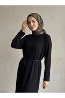 ELB04182-SYH Reglan Kol Triko Elbise-Siyah