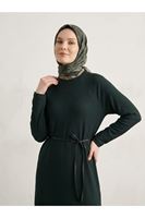 ELB04182-ZMR Reglan Kol Triko Elbise-Zümrüt Yeşili