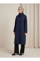 TRÇ00150-LCV Reglan Kol Flota Cep Uzun Trençkot-Lacivert