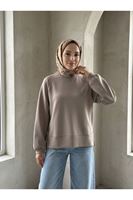 TUN06014-BEJ Parçalı Oysh Tunik-Bej