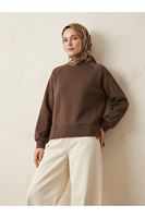 TUN06014-KHV Parçalı Oysh Tunik-Kahve
