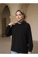 TUN06014-01 Parçalı Oysh Tunik-Siyah