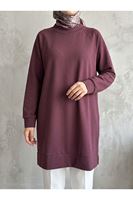 TUN06013-BRD Reglan Kol Manşetli Pike Tunik-Bordo