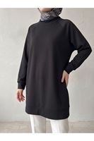 TUN06013-SYH Reglan Kol Manşetli Pike Tunik-Siyah