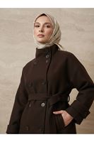 CKT01800-KHV Apoletli Kaşe Ceket-Kahve