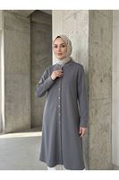 TUN06026-GRN Hakim Yaka  Uzun Oysh Tunik-Gri